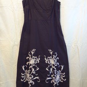 Ann Taylor Loft Black Embroidered Dress, Size 2